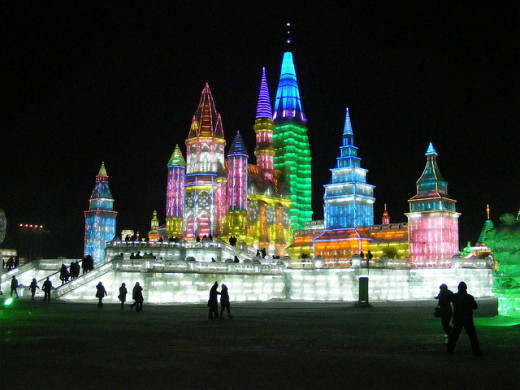 Snow and Ice World festival in Harbin, China.