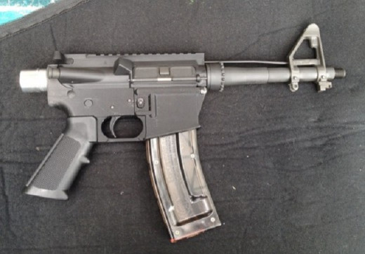 3D printed .22 pistol assembled.