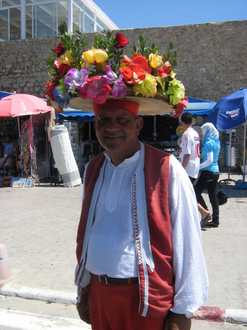 Flower sellers can be found near the walls of the Medina