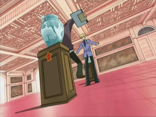 Haruhi knocked over the expensive vase! This is how the whole thing started. 