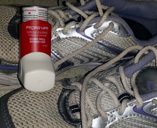 The two things I always need when out on a run: my rescue inhaler and a comfortable pair of shoes.