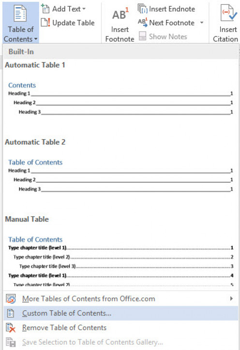 Technical Communications Table of Contents Procedures - Sample Guide