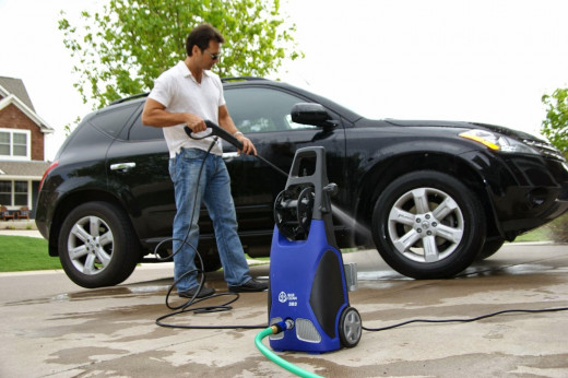 use electric pressure washer, save water while cleaning 