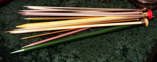 Part of my needle collection. I've used each size at least once for various projects.