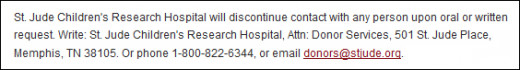 Above: Opt out of charity mailings through their website's "privacy policy" section. There should be a contact email listed in there.