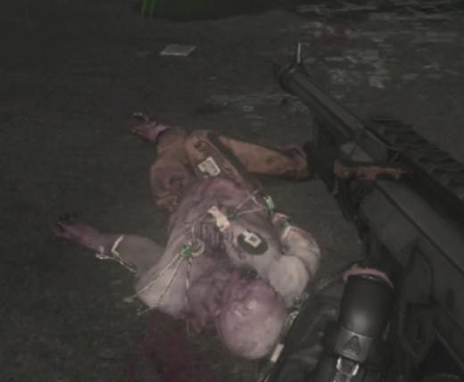 The dropped security badge will float above the downed zombie. 