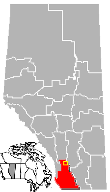 Map location of Nanton, Alberta