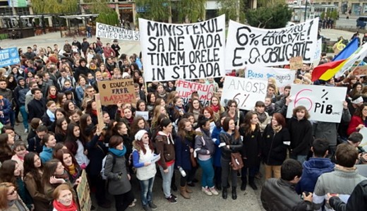 Romanian students protesting