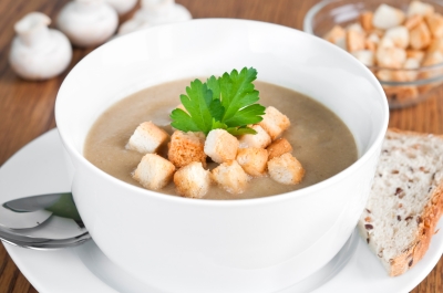 Mushroom Soup with Croutons