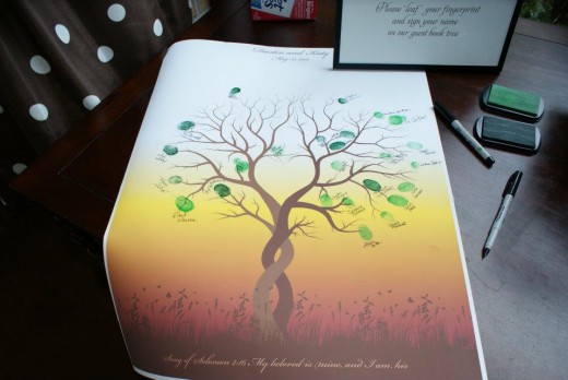 Thumbprint guest art creates a lasting impression that can adorn the wall of a newlywed couple's home.