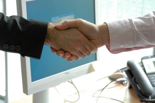 During job interviews you should always introduce yourself with a firm handshake.