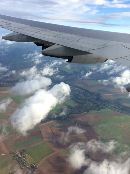 View of French countryside prior to landing