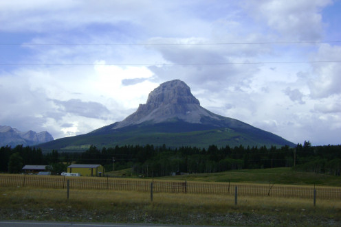 View of Crowsnest Mountain from Highway 3 in Crowsnest Pass, Alberta, Canada