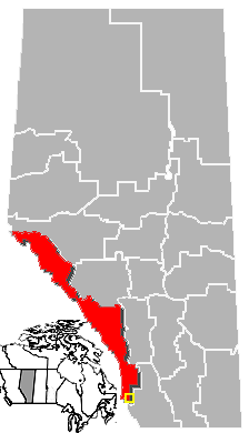 Map location of Crowsnest Pass, Census Division No. 15, Alberta