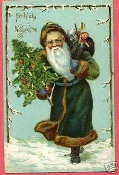 The traditional German Santa did not have reindeer to pull his load.  He had to walk the whole world in one night.