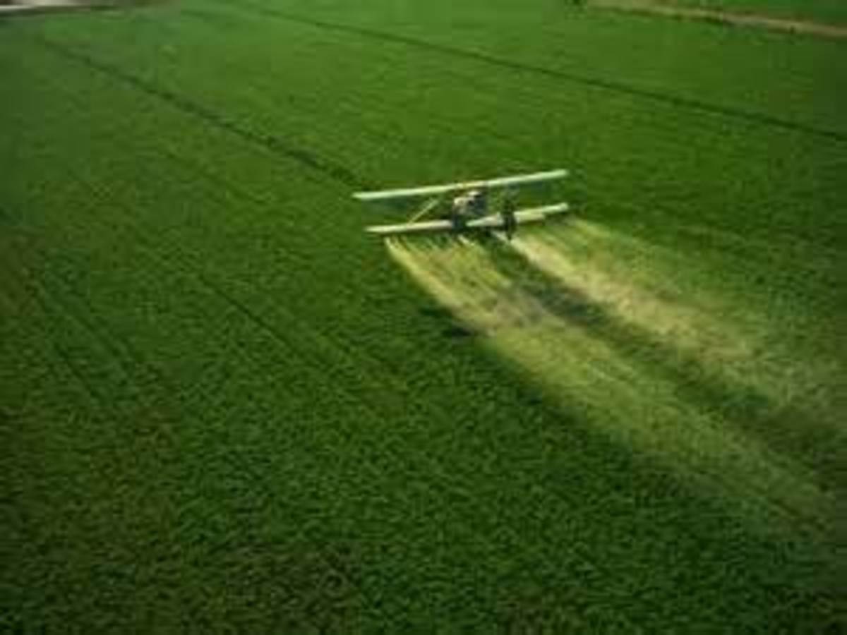 Crop dusting with herbicides.