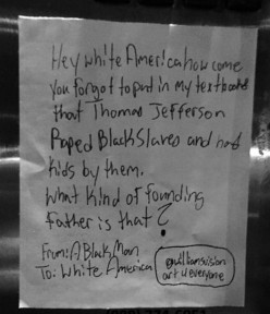Question to 'White America' Via Post-it Note in Train Station