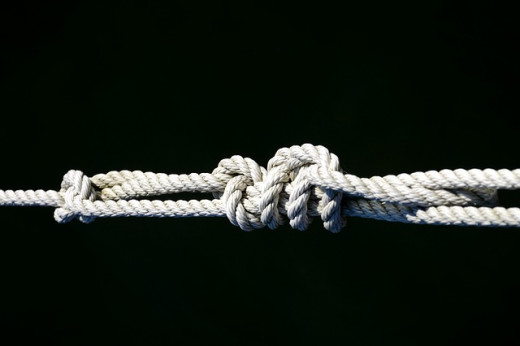 An example of knot tying used in scouting programs.