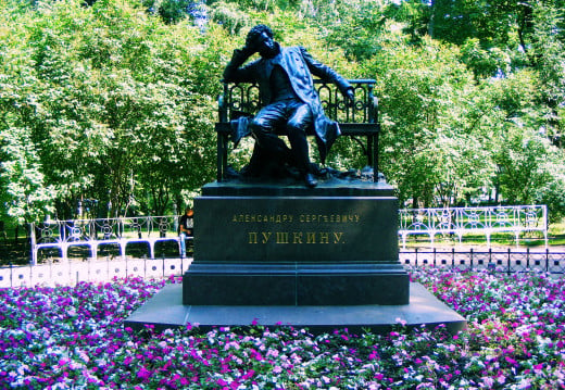 Pushkin statue in Tsarskoye Selo (now called Pushkin) in Saint Petersburg.