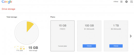 Google Drive storage