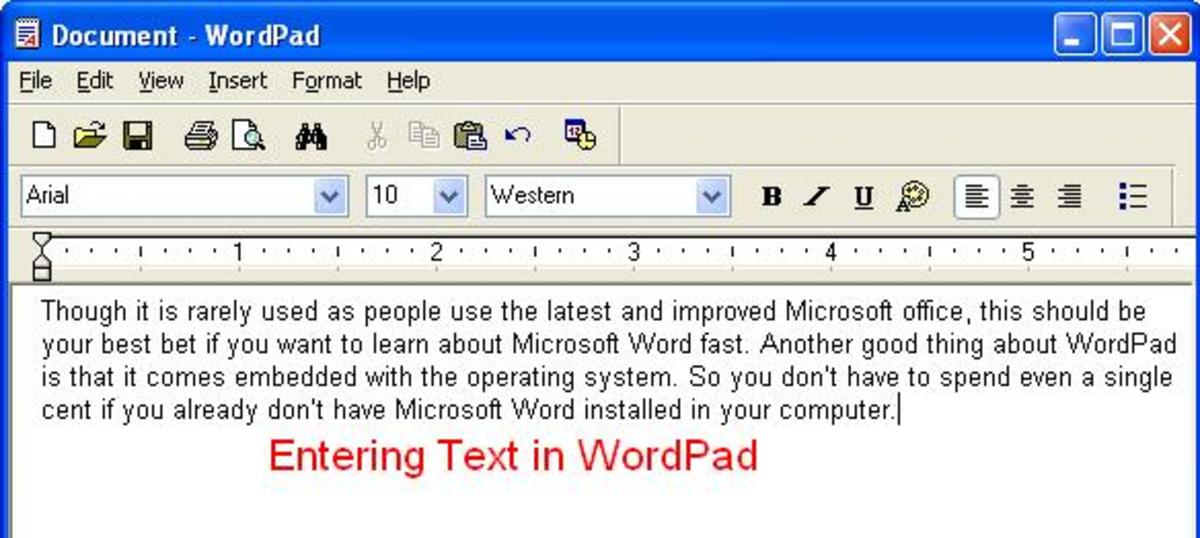Entering Data in WordPad