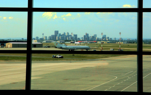 View of Downtown Calgary from Calgary International Airport