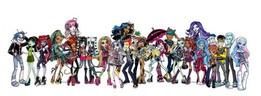 Some of the cast and characters from Monster High.