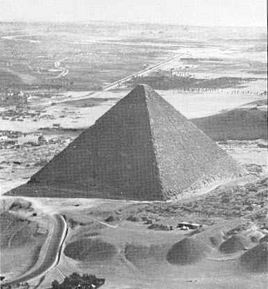The Great Pyramid of Giza stands on the northern edge of the Giza Plateau, located about 10 miles west of Cairo.