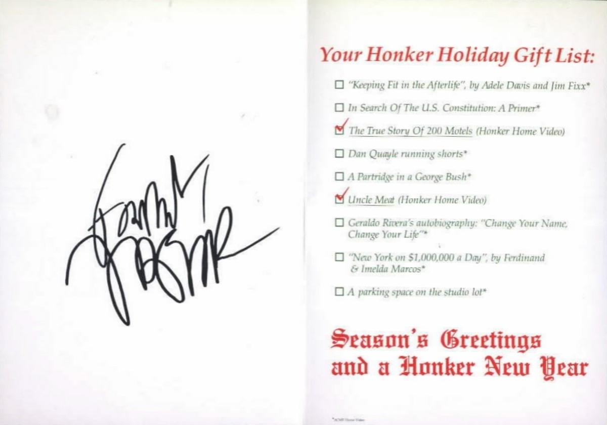 Frank Zappa - Zappa Claus "Christmas Greetings Card" Old Masters Box Set Insert - inside