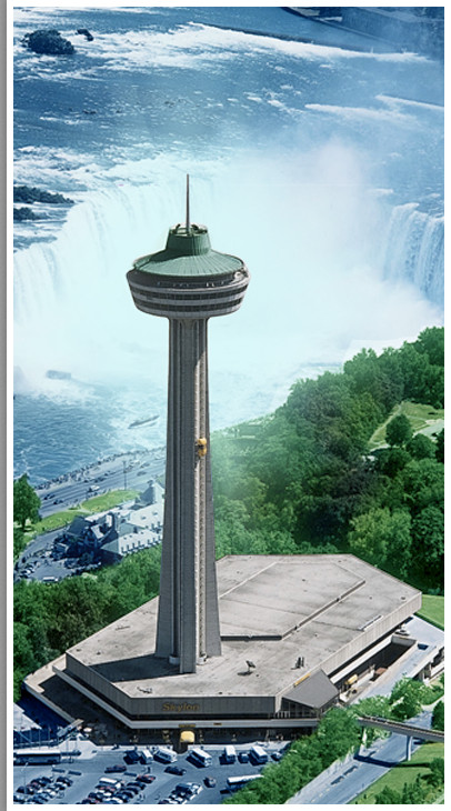 Skylon Towers with Niagara Falls in  background.