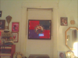 New Queen Of Hearts Scarf, framed.  Cats can' t get this one...