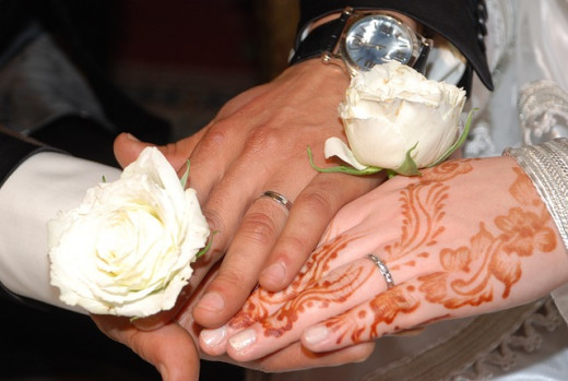 Henna tattoo hand art done for wedding ceremony.