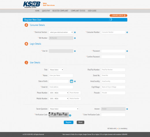 Register New User Screen. Here you need to fill certain fields as listed above. You can skip most of the user details such as address, phone, date of birth, etc.