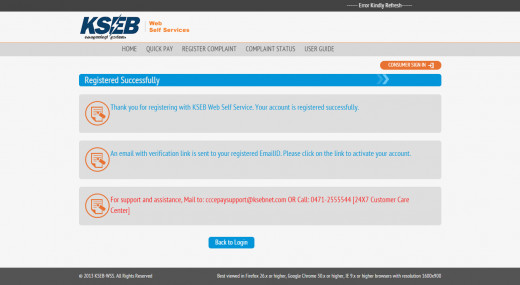 This message indicates the registration is successful.  With this  you are enable to login and make online payment.