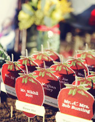 Strawberry-shaped place cards