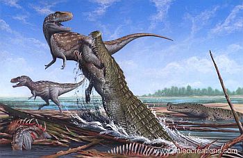 Deinosuchus, an ancestor of modern crocodilians. It was very big.