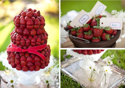 Nothing can be more strawberry than an all-strawberry wedding cake.