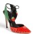 Stilettos in red with black cutouts and leaves for the ankle, and a nice strap adorned with strawberries at the end.