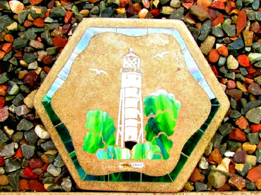 Devil's Island Light Stepping Stone in Rock Garden. 
