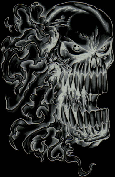 A Flaming Skull Drawing. By Wayne Tully Copyright  2010