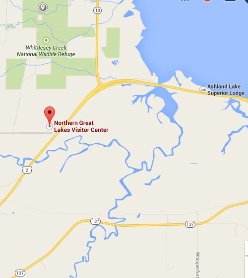 Map: Northern Great Lakes Visitor Center, 29270 Co Highway G, Ashland, WI 54806, USA 