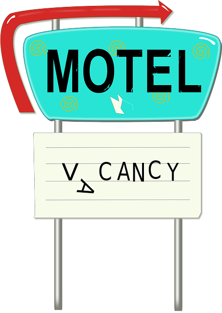 Motel clip art with the sign vacancy