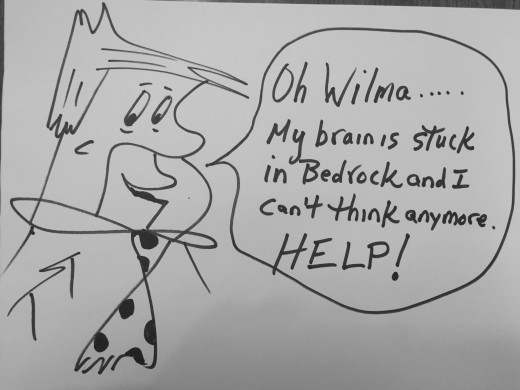 A quick drawing of Fred Flintstone stuck in Bedrock. 