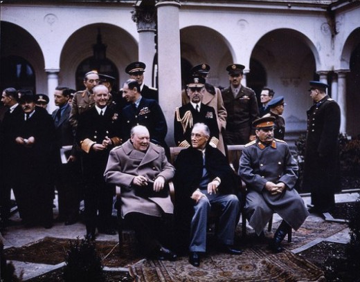 Churchill, Roosevelt and Stalin, the famous meeting in Yalta (February 1945)