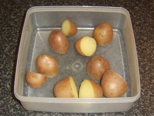 Parboiled red potato halves