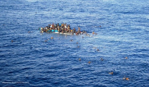 This is just one photo of refugees that cross the Mediterranean Sea in very poor boats that usually sink in the middle of the sea, so they usually end up crying for help to the Italian navy or any other sea worth boat that happen to be around them. 