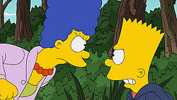 Bart and Marge are very furious with one another. 