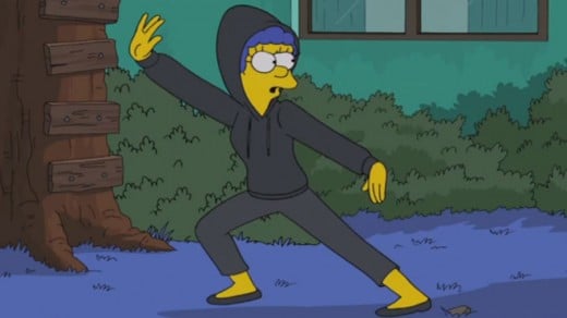 Marge knows Bart has snuck out of the house. 