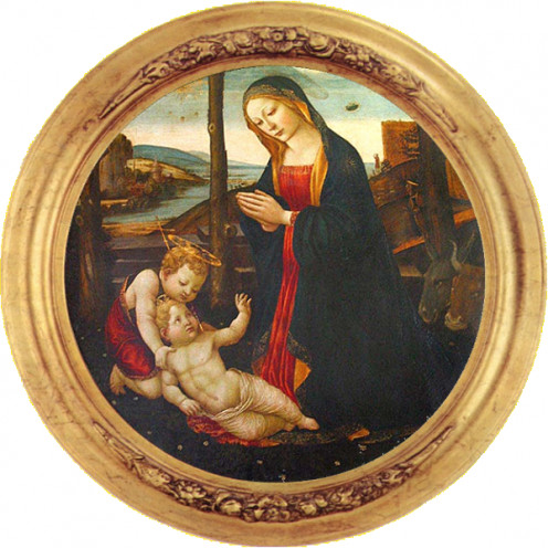 In this painting in the upper right part of the painting you can see what looks like an UFO.
