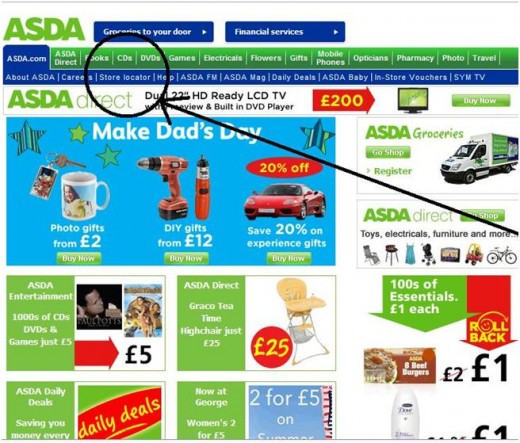 The store location button on the ASDA Walmart homepage